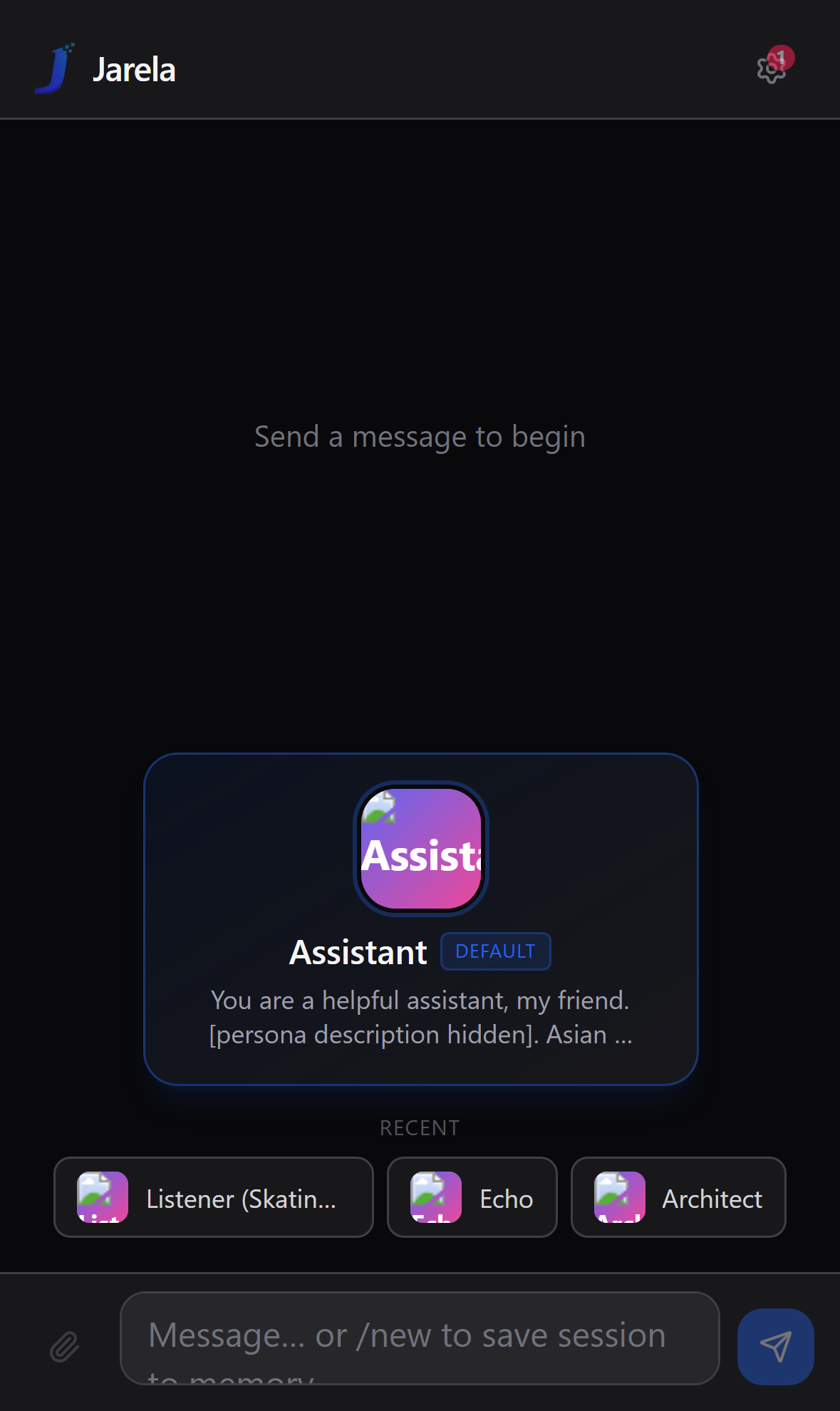 Jarela installed as an iOS PWA, showing safe-area handling around the notch